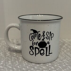 SCM Home Halloween Camp Style Speckled Stoneware Coffee/Tea Cup/Mug White Blk